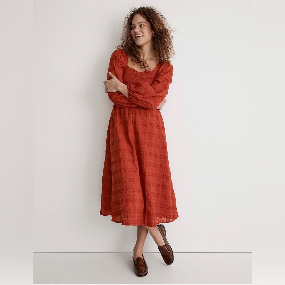 Madewell Lucie sweetheart midi dress, color Fresh chili
